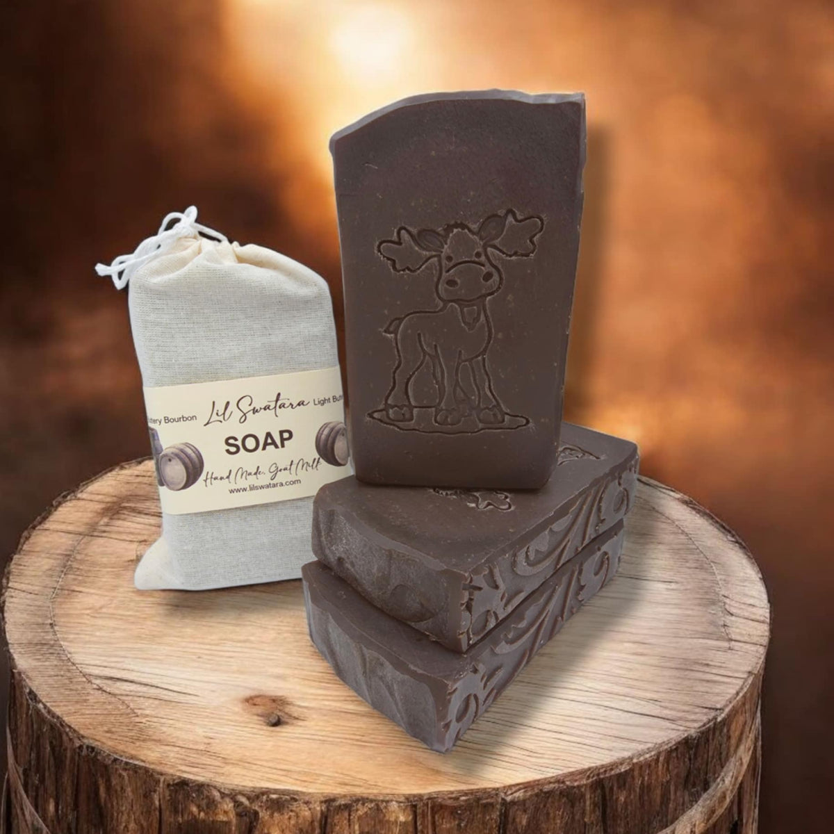 Buttery Bourbon Goat Milk Soap XL 6oz Bar Lightly Scented- Warm Vanilla Caramel