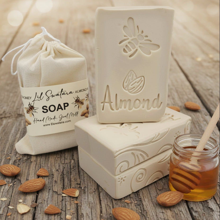 Honey Almond goat milk tallow soap bar – XL 6oz warm sweet creamy handmade soap – Lil Swatara Soap