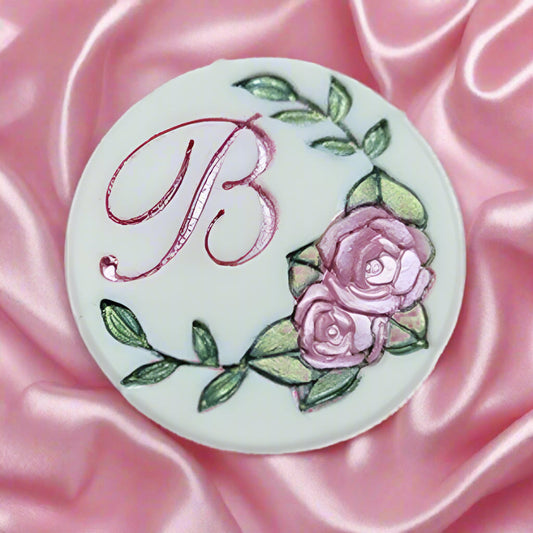 Large beautiful roses stamp with greens great for weddings showers and just beautiful on any soap! Lil swatara