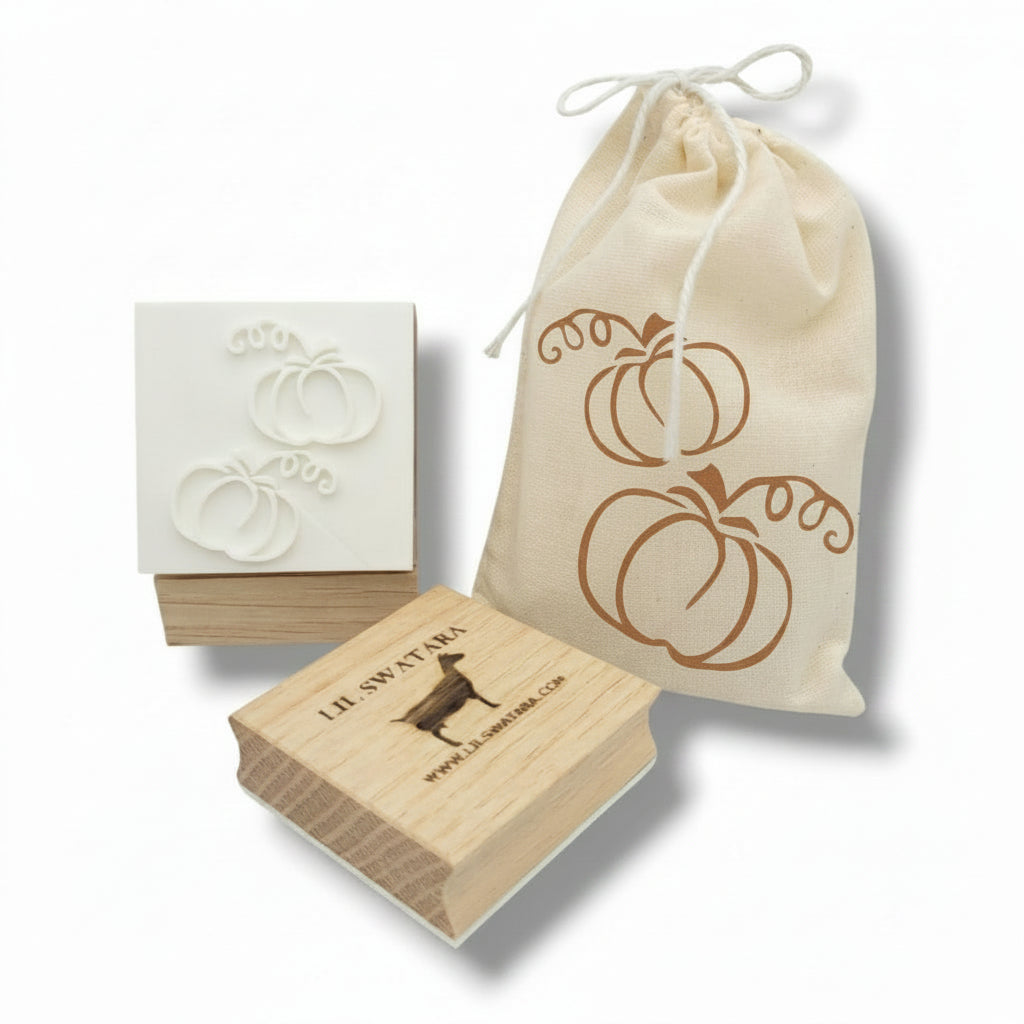 LARGE SOAP STAMP – Two Pumpkins Fall Harvest Design creates LARGE, crisp impressions featuring two pumpkins, perfect for cozy autumn handmade soaps.
