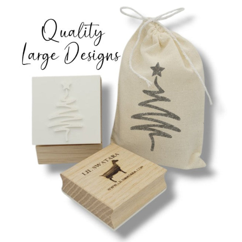 LARGE SOAP STAMP – Ziggy Christmas Tree Holiday Design creates crisp whimsical Christmas tree impressions for festive handmade soaps.
