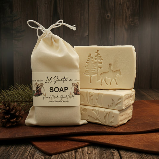 Leather Balsam goat milk tallow soap bar – XL 6oz handmade western leather scent – Lil Swatara Soap