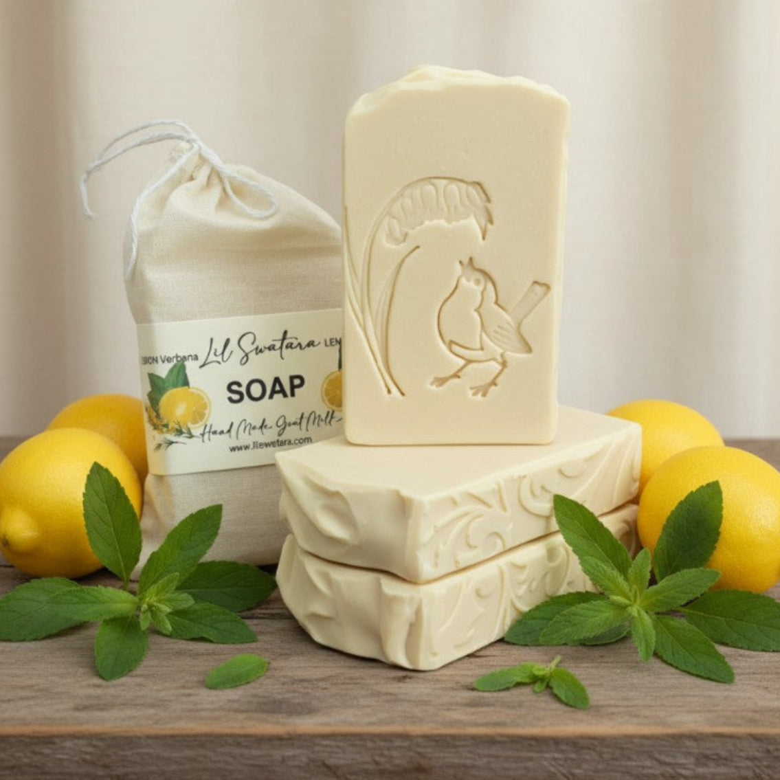 Lemon Verbena goat milk tallow soap bar – XL 6oz bright citrus herbal clean handmade soap – Lil Swatara Soap