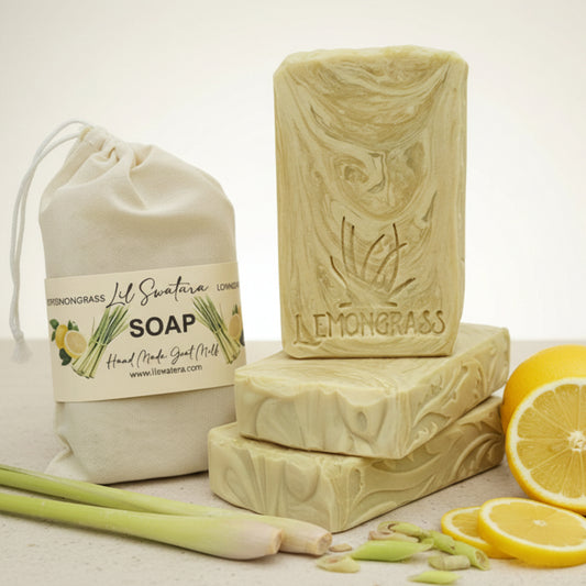 Lemongrass Goat Milk Soap bar with herbal citrus scent – 6oz handmade tallow-based soap for face and body
