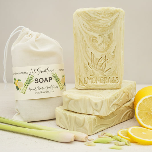 Lemongrass Soap stamp with word and plant, herbal Lil Swatara Soap