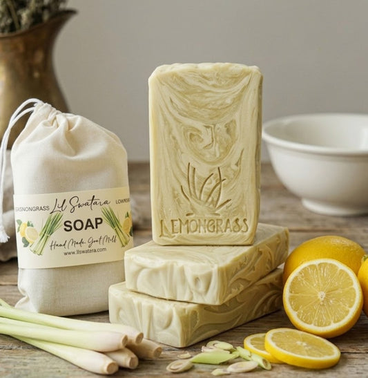 Lemongrass goat milk tallow soap bar – XL 6oz bright citrus herbal handmade soap – Lil Swatara Soap