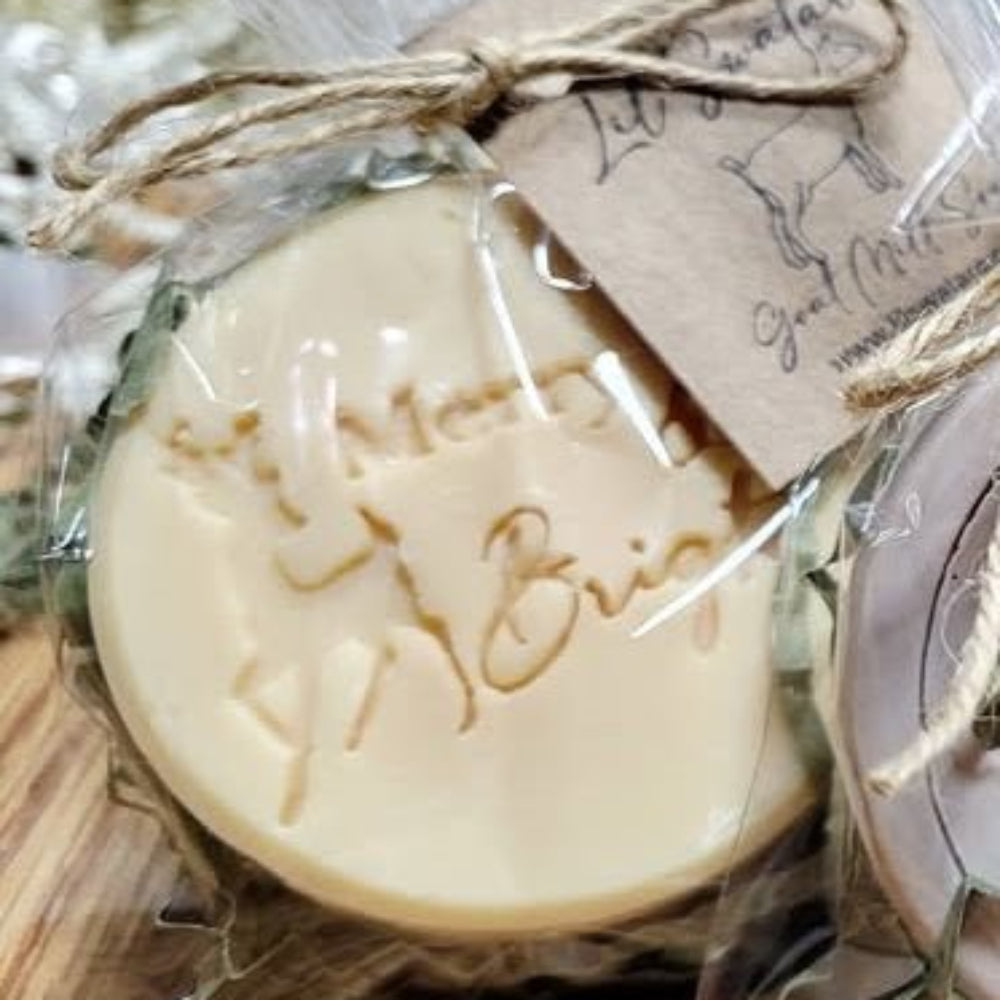 Merry bright Christmas soap stamp impression handmade soap bar Lil Swatara holiday design