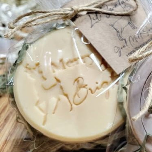 Merry bright Christmas soap stamp impression handmade soap bar Lil Swatara holiday design