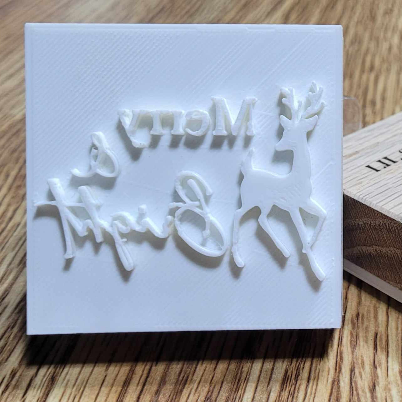 Merry & Bright Christmas Holiday Soap Stamp with deer - Lil Swatara's Rustic Designs