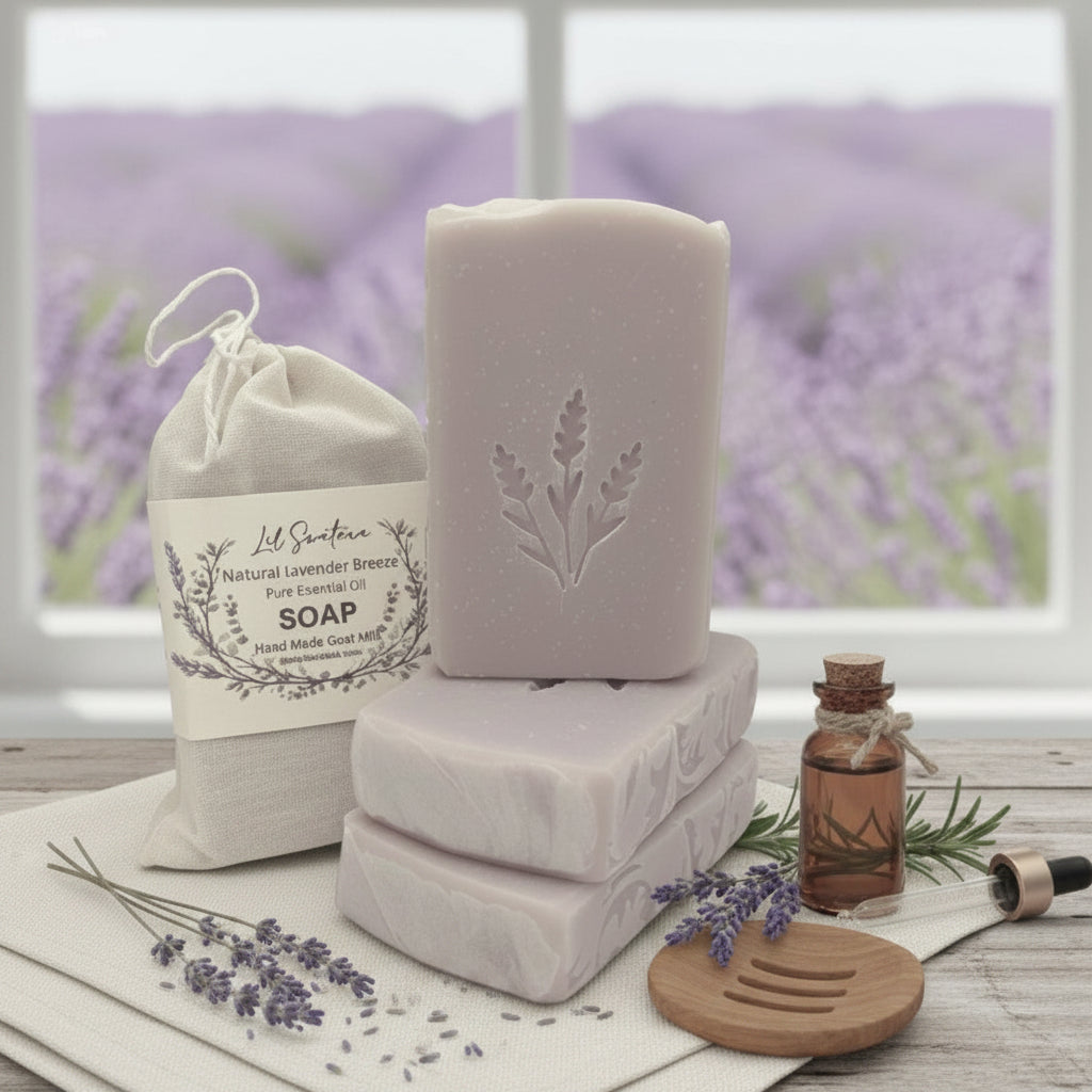 Natural Lavender Rosemary goat milk tallow soap bar – XL 6oz calming herbal handmade soap – Lil Swatara Soap