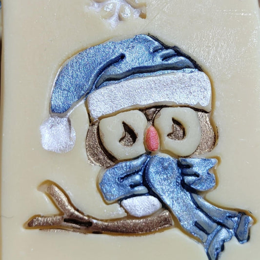 Owl Scarf Christmas Winter Animal soap stamp handmade soap bar Lil Swatara