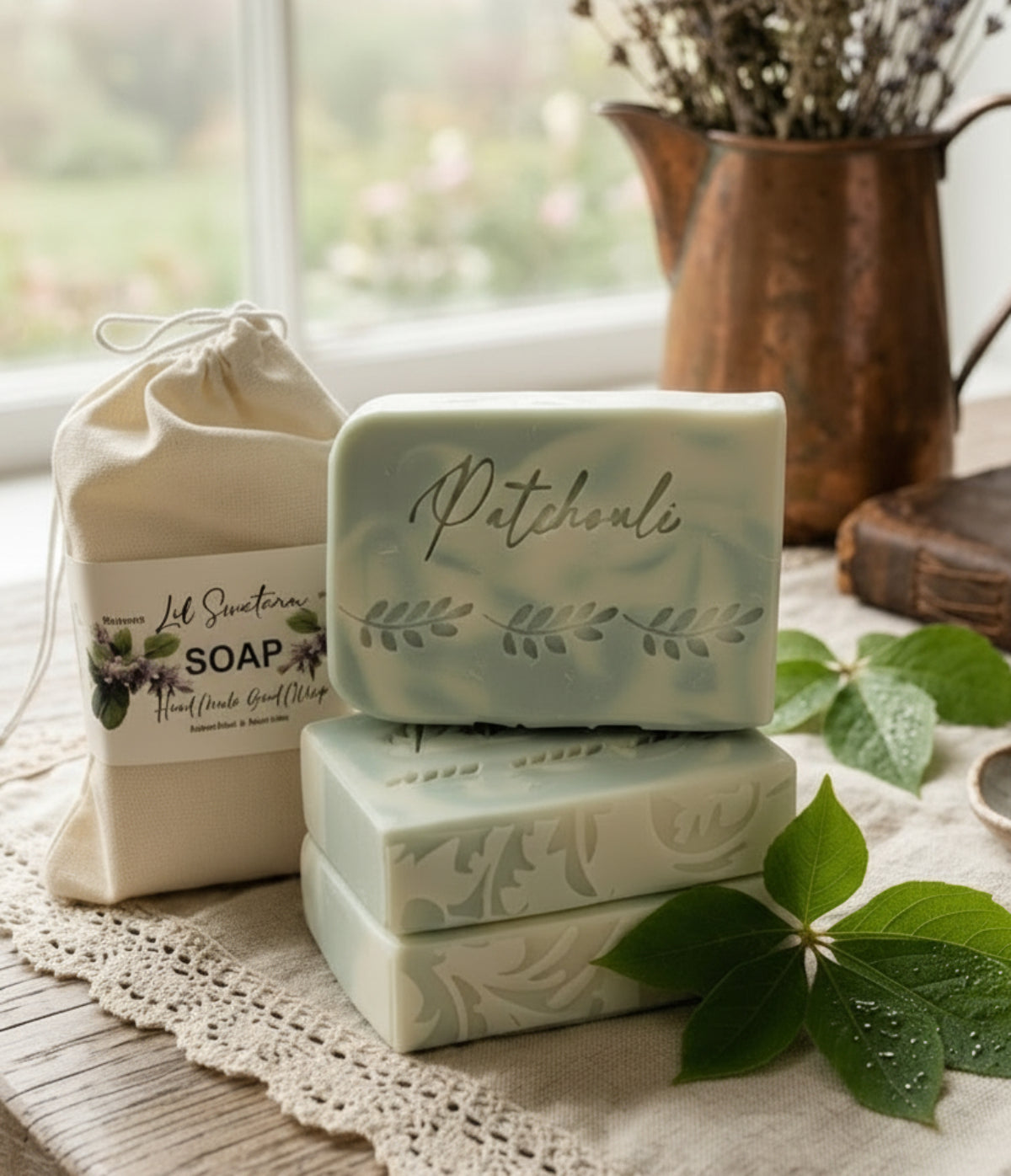 Patchouli goat milk tallow soap bar – XL 6oz earthy classic handmade soap – Lil Swatara Soap
