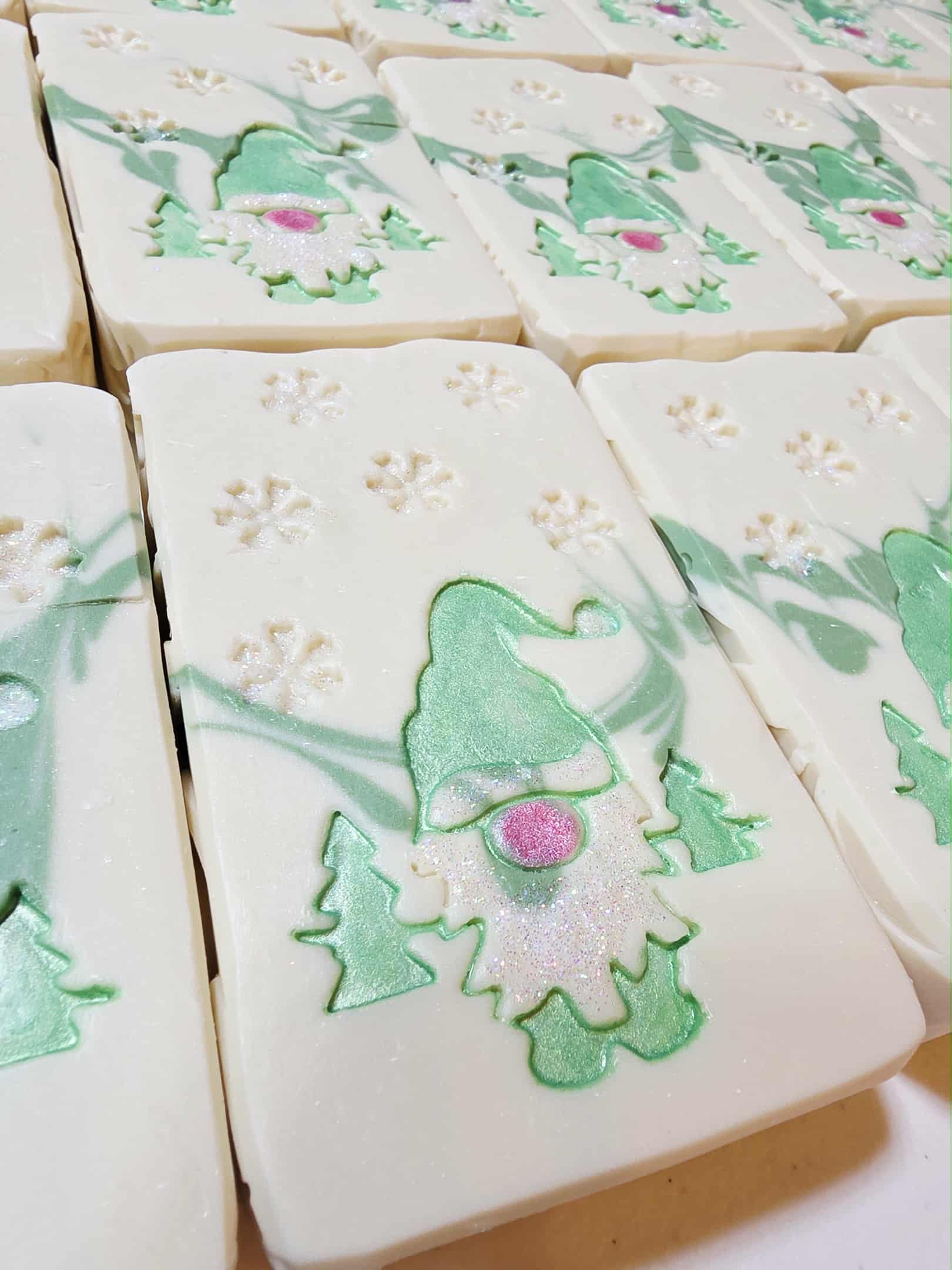 Full-size 6oz Magnolia Goat Milk Soap bar with creamy lather and soft floral design, handcrafted for elegant skin care and spring gifting.