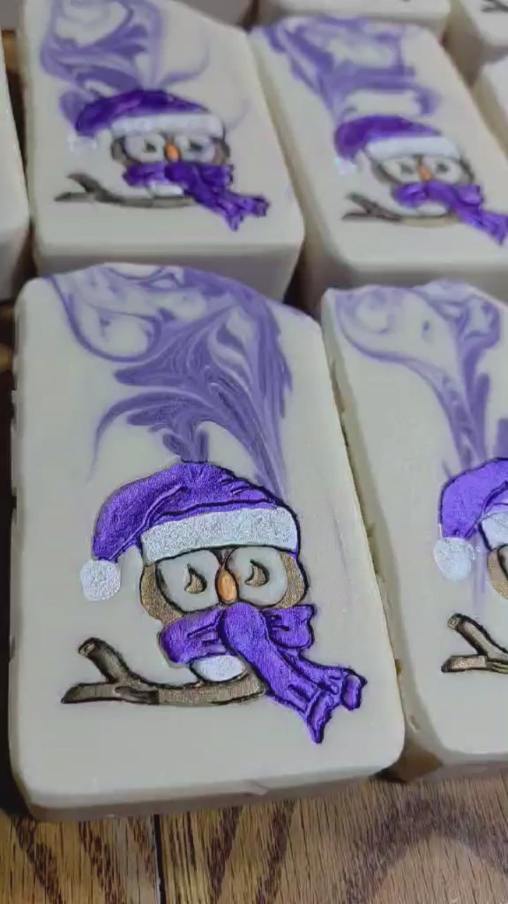 French Lavender Honey Goat Milk Soap, Winter Christmas design for gifting, Lil Swatara soap
