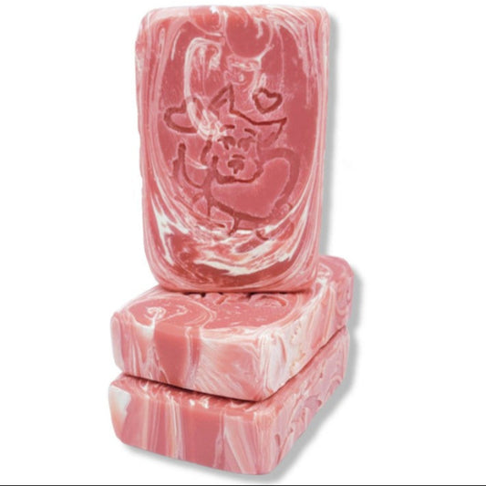Puppy Hearts Valentines Love soap stamp handmade soap bar Lil Swatara 