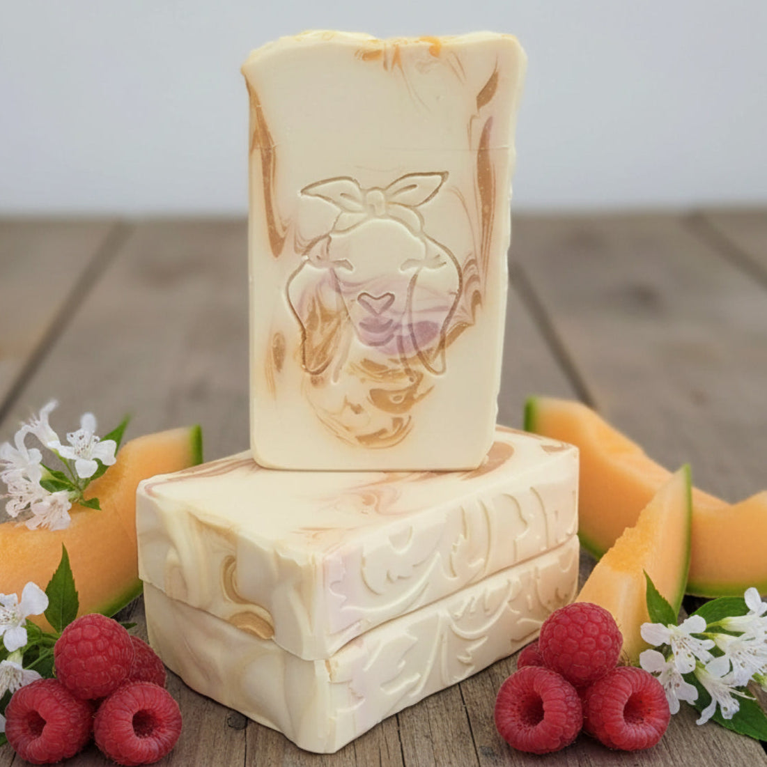 Raspberry Melon Splash goat milk tallow soap bar – XL 6oz bright fruity tropical handmade soap – Lil Swatara Soap