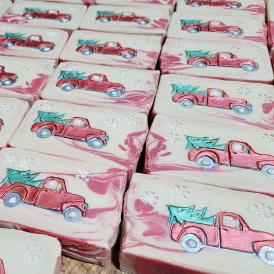 Red truck Christmas Winter soap stamp Lil SWatara