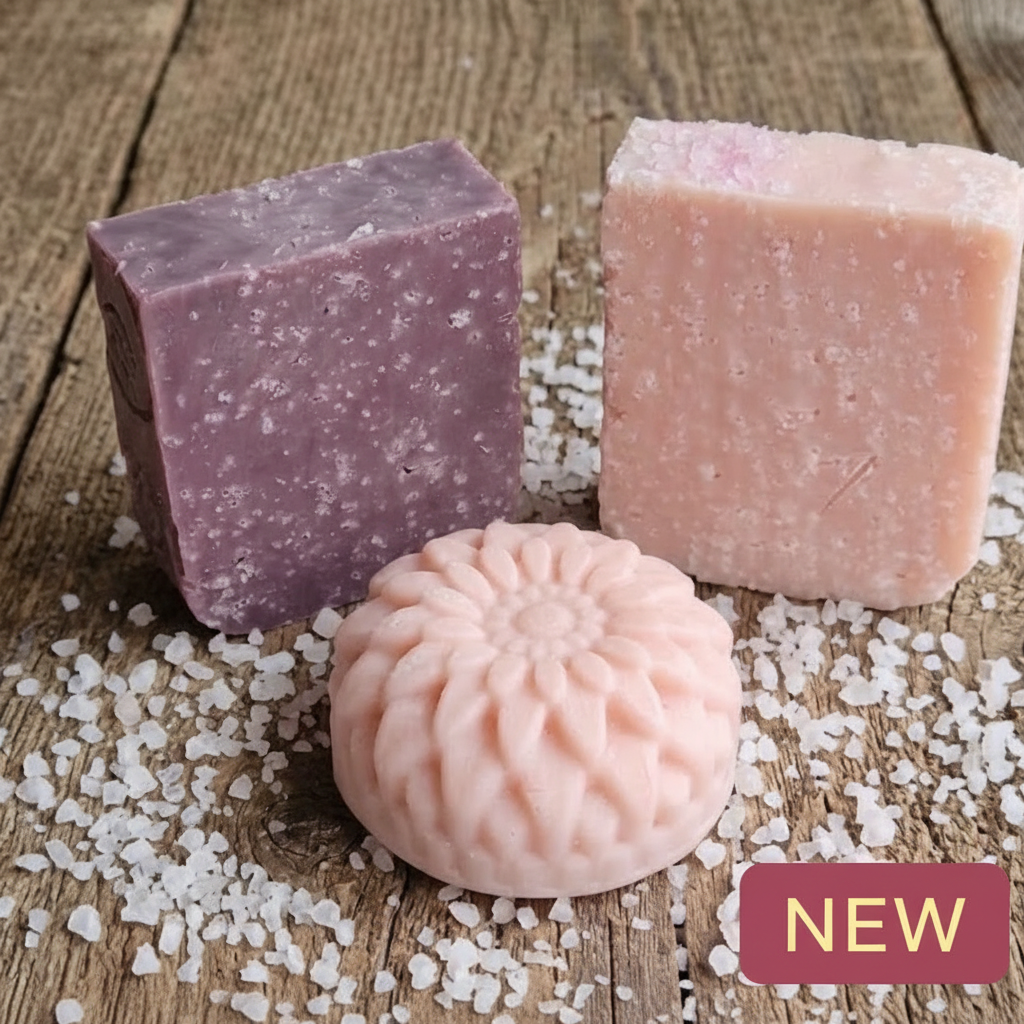 Salt goat milk soap bar made with tallow, creamy and non abrasive, handcrafted on our Pennsylvania homestead.
