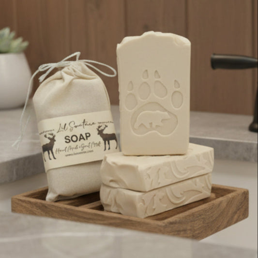 Sandalwood Musk goat milk tallow soap bar – XL 6oz bold woodsy creamy handmade soap – Lil Swatara Soap