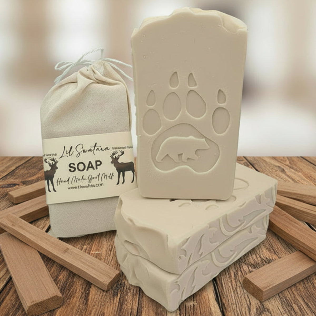Sandalwood Musk goat milk tallow soap bar – XL 6oz bold woodsy creamy handmade soap – Lil Swatara Soap
