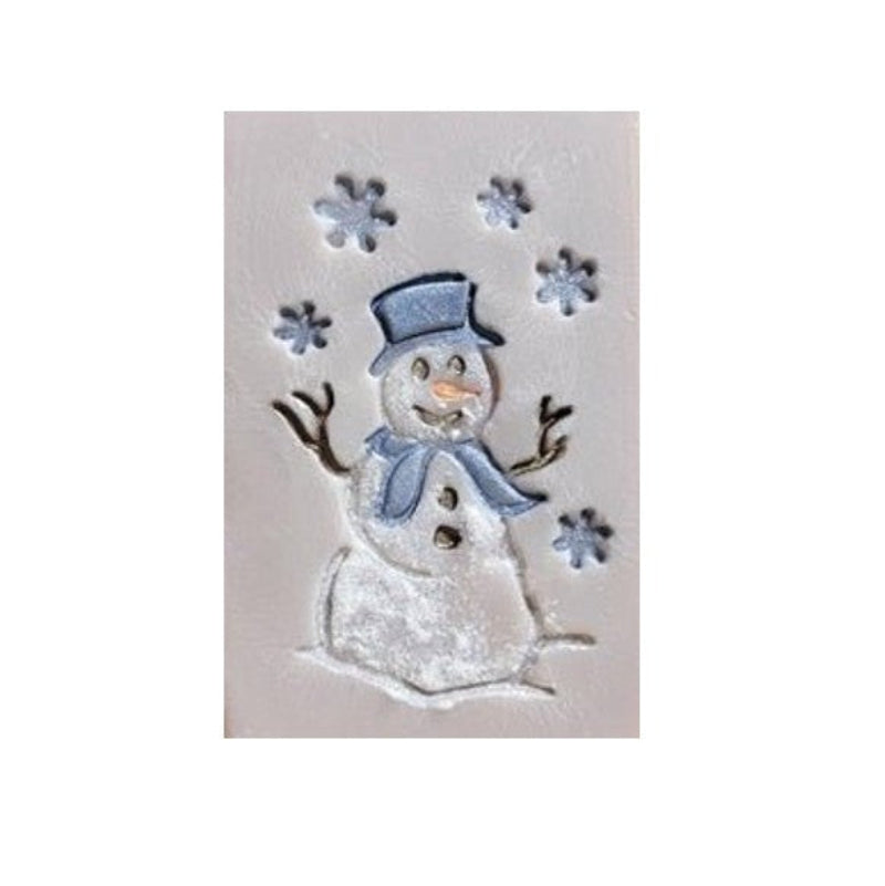 Snowman soap stamp mica enhanced impression handmade soap Lil Swatara winter