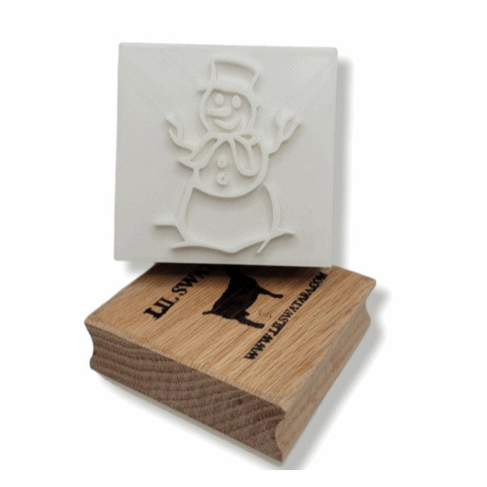Snowman soap stamp red oak wood winter soap making tool Lil Swatara
