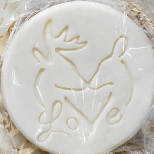 Soap stamp, buck doe love for weddings showers or valentines. 