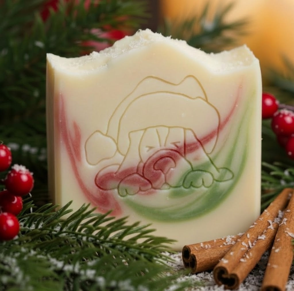 SOAP STAMP Christmas Puppy Santa Hat - Christmas Magic for Your Handmade Soaps Transform your Christmas soap creations with this adorable puppy soap stamp! 