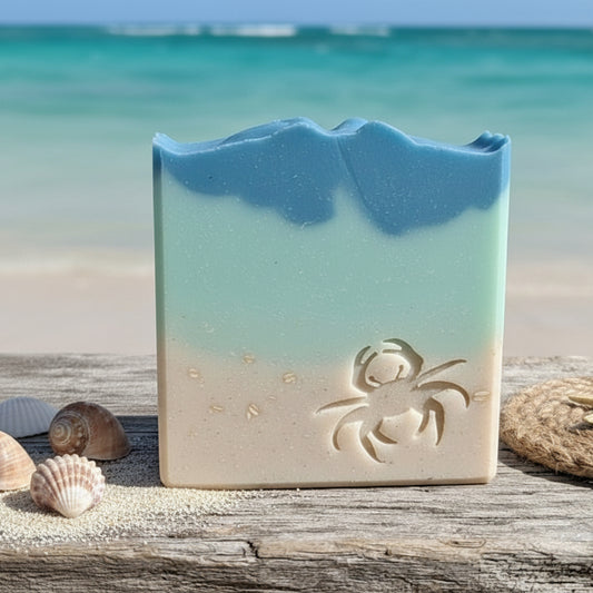 SOAP STAMP – Crab Ocean Beach Design creates crisp impressions featuring a playful crab, perfect for ocean and beach themed handmade soaps.
