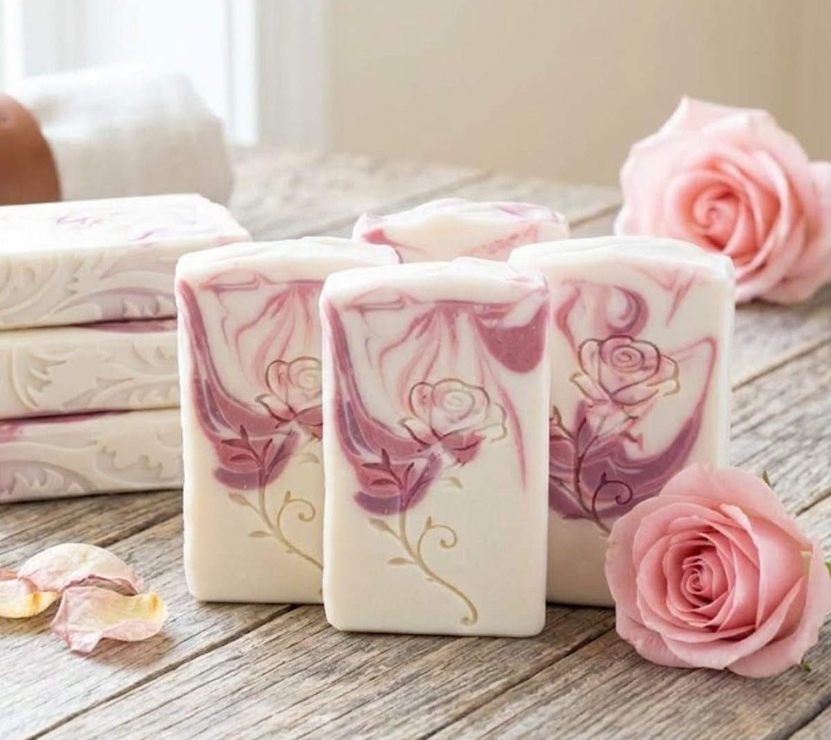 Rose floral soap stamp for handmade floral soap designs