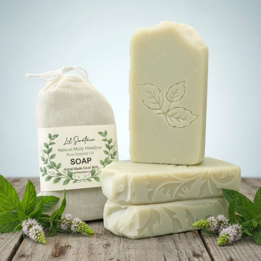 Spearmint, Peppermint and Rosemary goat milk soap bar with French Green Clay, handmade natural XL 6oz mint‑fresh soap.