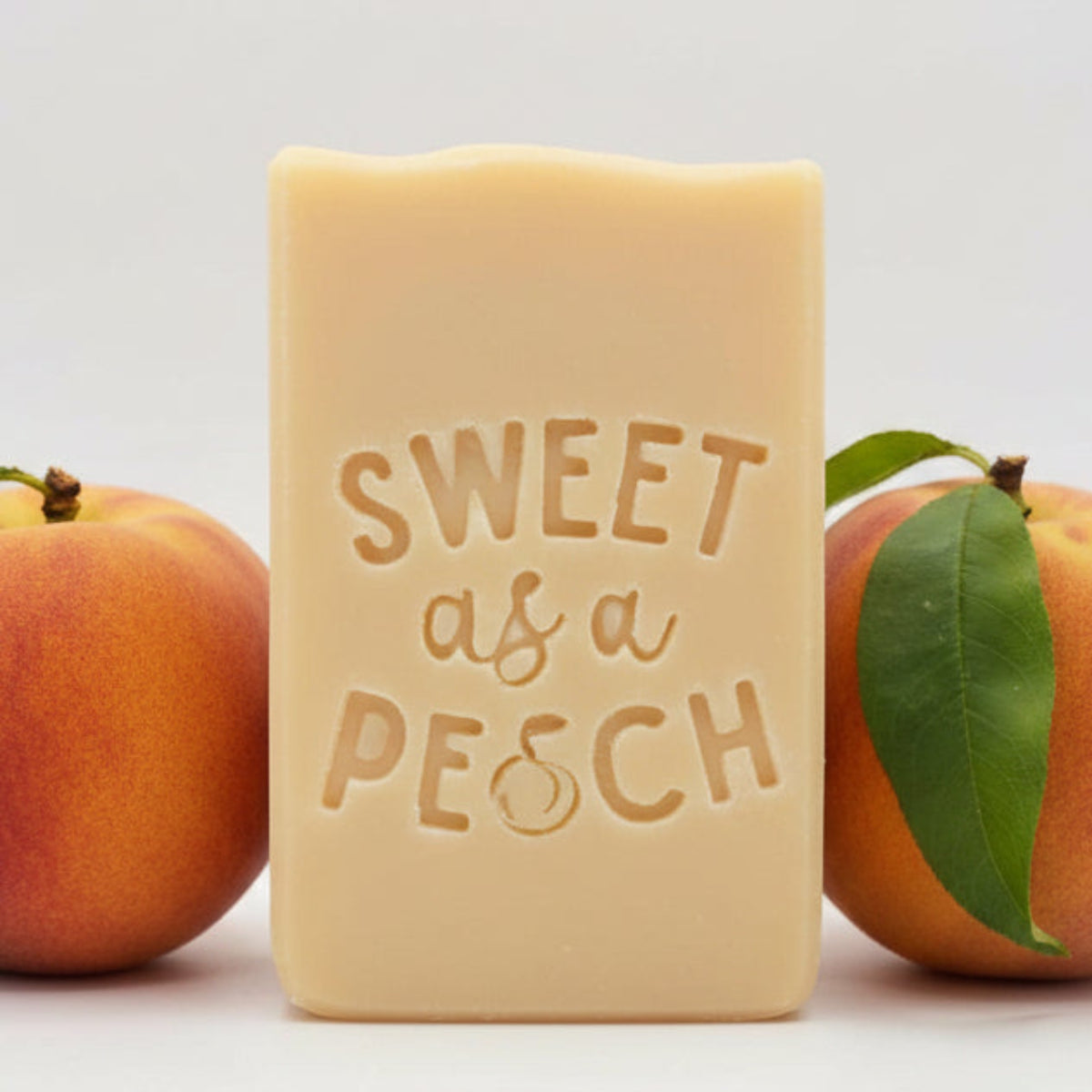 LARGE SOAP STAMP – Sweet as a Peach Peach Fruit Summer Design that Creates LARGE, crisp Sweet as a Peach impressions with a peach graphic replacing a letter. Ideal for fruity soaps, summer batches, farmers market collections, and artisan gift sets.