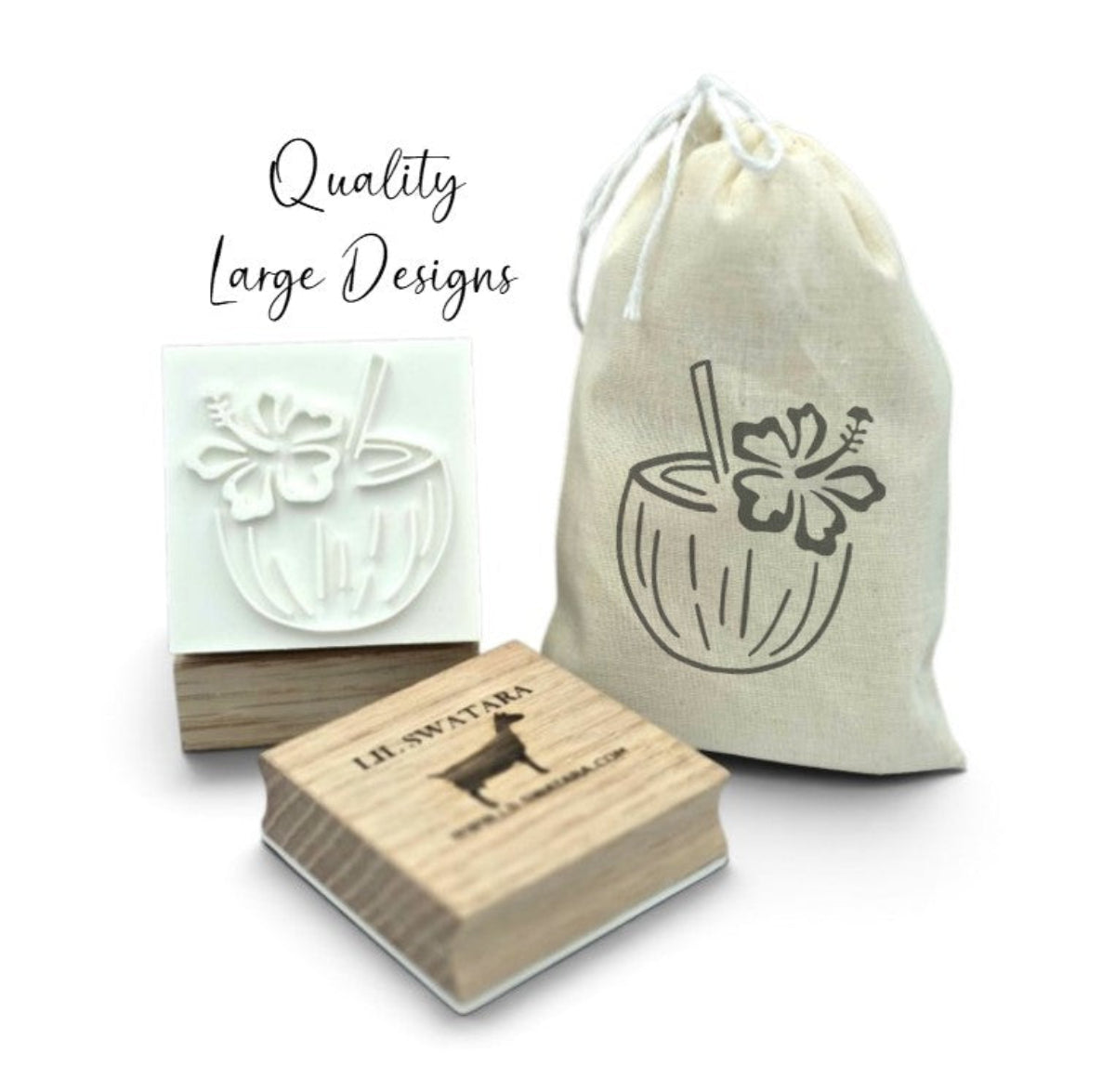 Tropical coconut drink soap stamp design for handmade soap