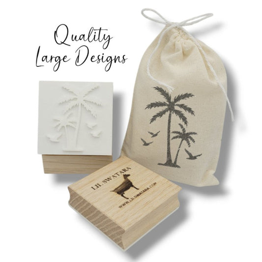 Tropical palm trees beach scene soap stamp handmade soap bar Lil Swatara

