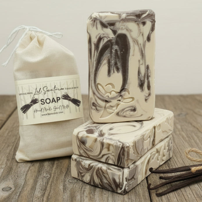 Vanilla Birch goat milk tallow soap bar – XL 6oz warm woods and smooth vanilla handmade soap – Lil Swatara Soap