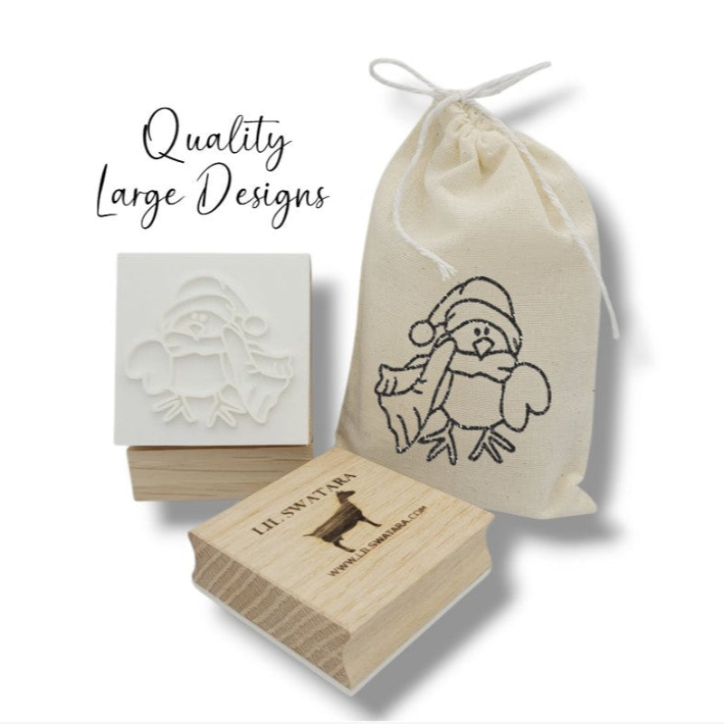 Cute Christmas winter soap stamp, bird winter holiday design lil swatara