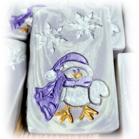 Cute Christmas winter soap stamp, bird winter holiday design lil swatara