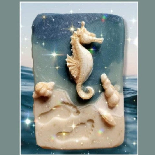 Beach footprints in sand soap stamp handmade soap bar Lil Swatara