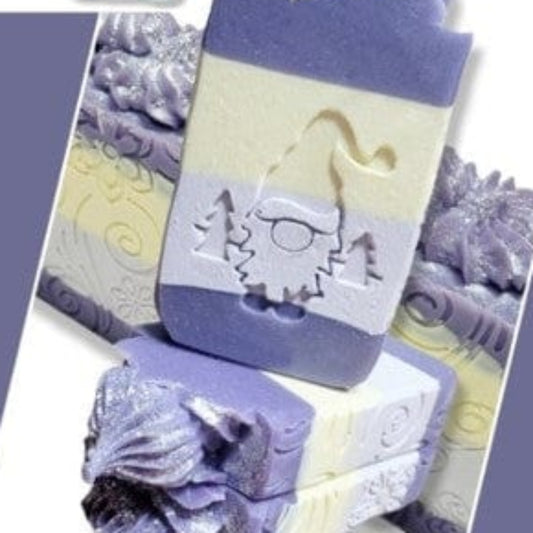 Gnome and trees Christmas soap stamp red oak wood woodland soap making tool Lil Swatara
