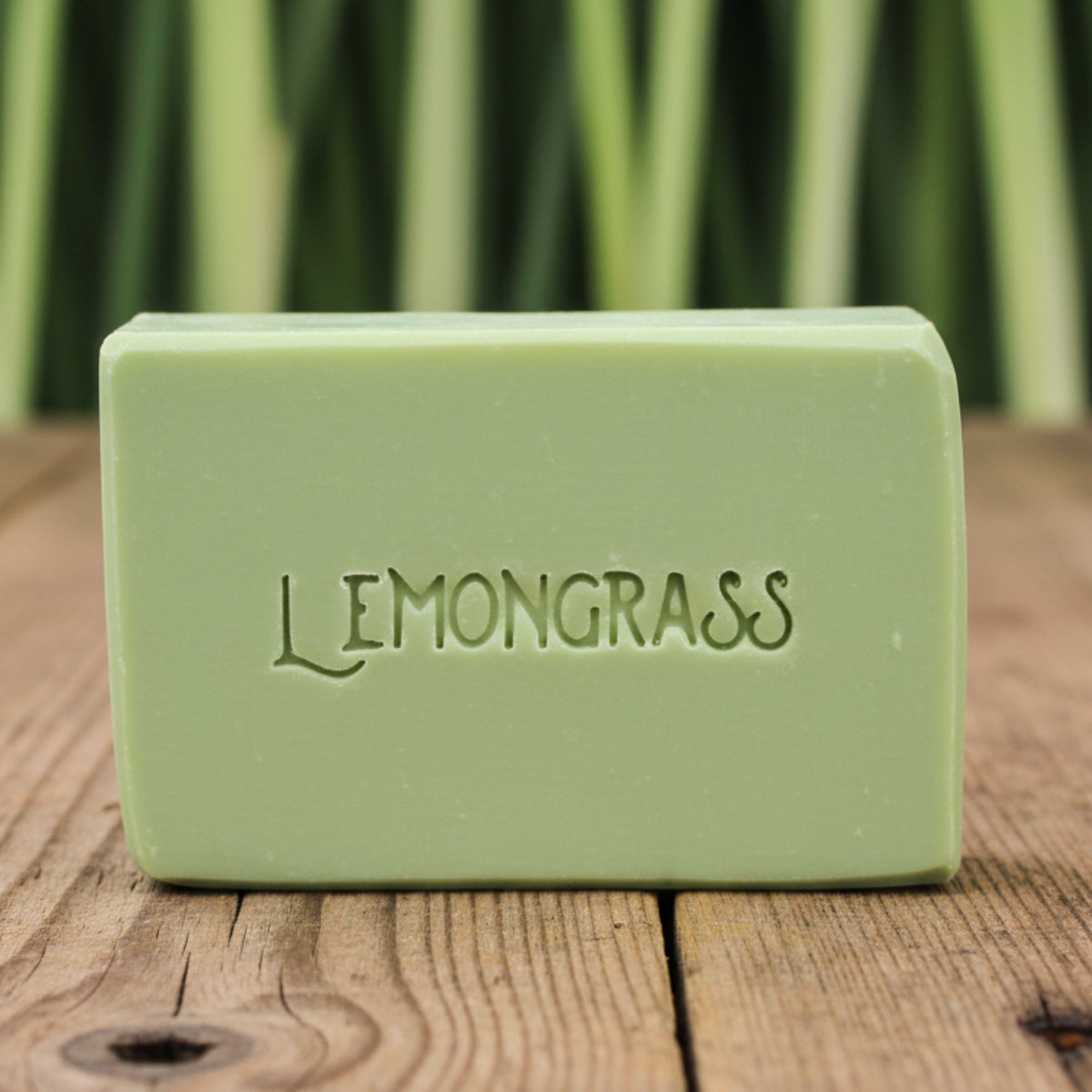 LARGE SOAP STAMP – Lemongrass Word Only Design creates LARGE, crisp text impressions featuring the word Lemongrass for herbal handmade soaps.
