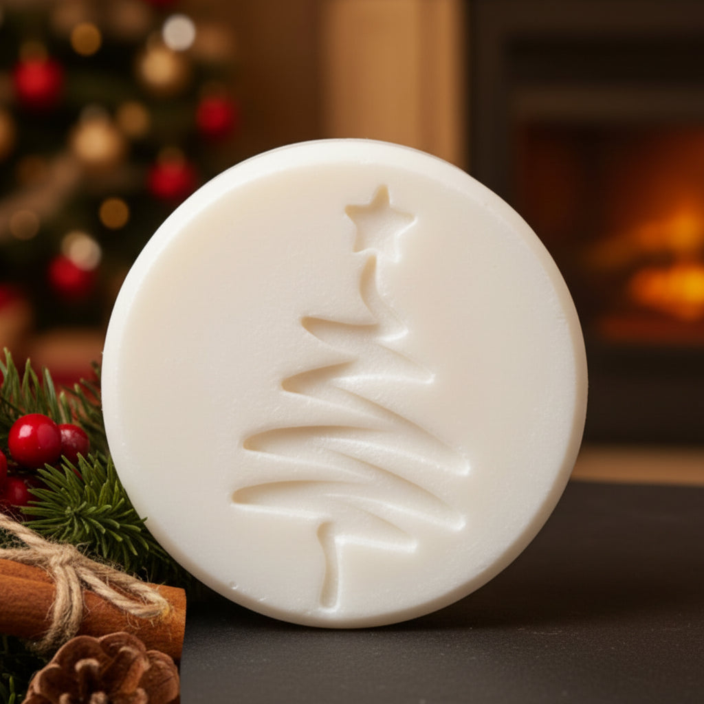 LARGE SOAP STAMP – Ziggy Christmas Tree Holiday Design creates crisp whimsical Christmas tree impressions for festive handmade soaps.
