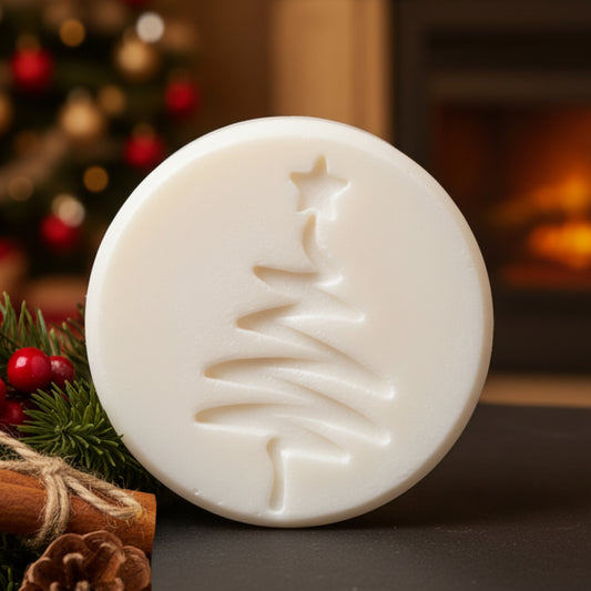 LARGE SOAP STAMP – Ziggy Christmas Tree Holiday Design creates crisp whimsical Christmas tree impressions for festive handmade soaps.
