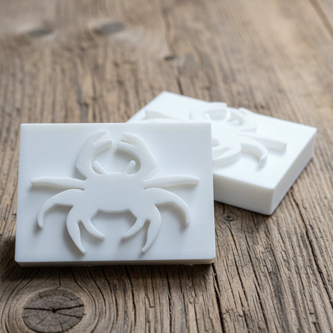 SOAP STAMP – Crab Ocean Beach Design creates crisp impressions featuring a playful crab, perfect for ocean and beach themed handmade soaps.
